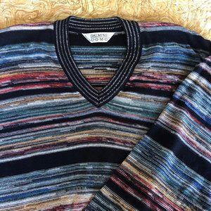 ITALIAN men's cotton V-neck striped multi-color